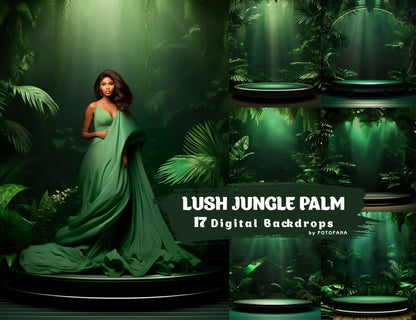 Lush Jungle Palm Digital Backdrops Tropical Backdrop Maternity Backdrop Overlays Studio Backdrop Fine Art Textures Photoshop Overlays Jpg