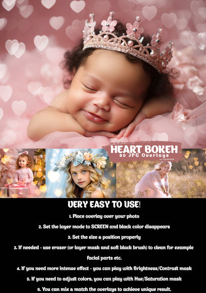 Heart Bokeh Overlays Photoshop Overlays Overlay Love Heart Pink Hearts Gold Hearts Christmas Overlays Photoshop Backdrop Valentine Overlays