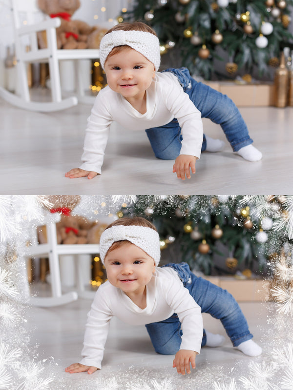 Christmas Frame Winter Snow Photo Frames Photoshop Overlay Snowflakes Christmas Overlay Snow Backdrop Holiday Photo Effect White Winter Snow