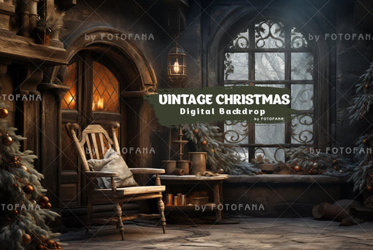 Vintage Christmas Digital Backdrop Photography Christmas Digital Background Composite Christmas Digital Template Bakery Backdrop Portrait