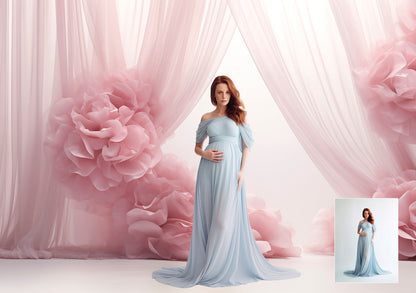 12 Pink Flower Dream Floral Digital Backdrop Maternity Overlays Silk Digital Backdrops Photoshop Digital Backdrop Overlays Fabric Backdrop