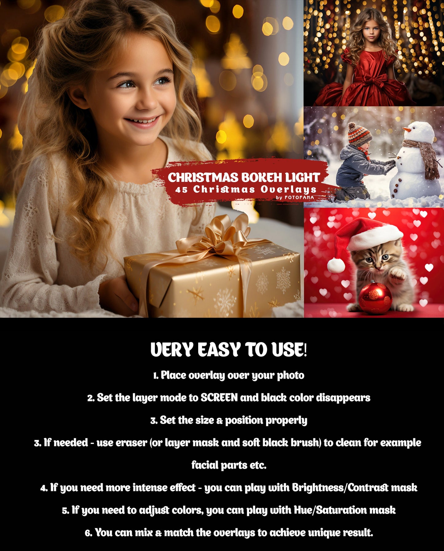 45 Christmas Bokeh Lights Overlays Christmas Winter Light Photoshop Overlays Christmas Lights Christmas Digital Backdrop Winter Overlay JPG