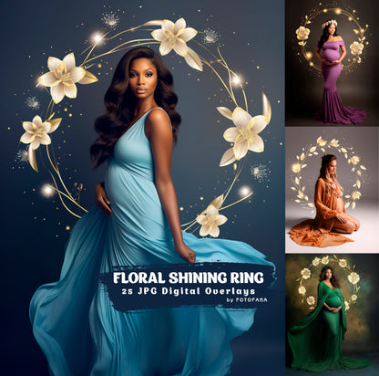 Floral Shining Maternity Rings Overlays Gold Maternity Floral Overlays Maternity Backdrop Halo Ring Circles Light Maternity Backdrop Jpg