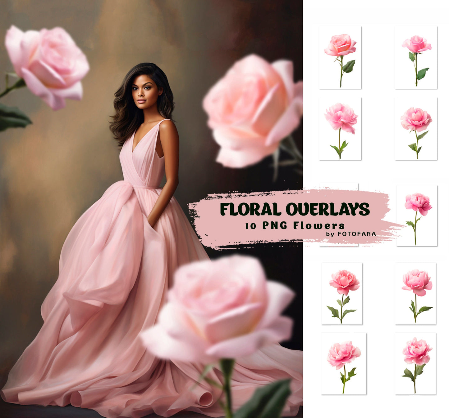 Floral Maternity Overlay Floral Clip Art Floral Graphics Photoshop Overlays Floral Fine Art Floral Digital Backdrops Maternity Rose Overlay