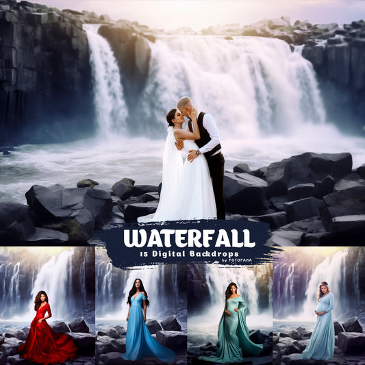 15 Waterfall Backdrops Digital Maternity Overlays Maternity Backgrounds Wedding Studio Backdrops Fine Art Textures Portrait Photoshop