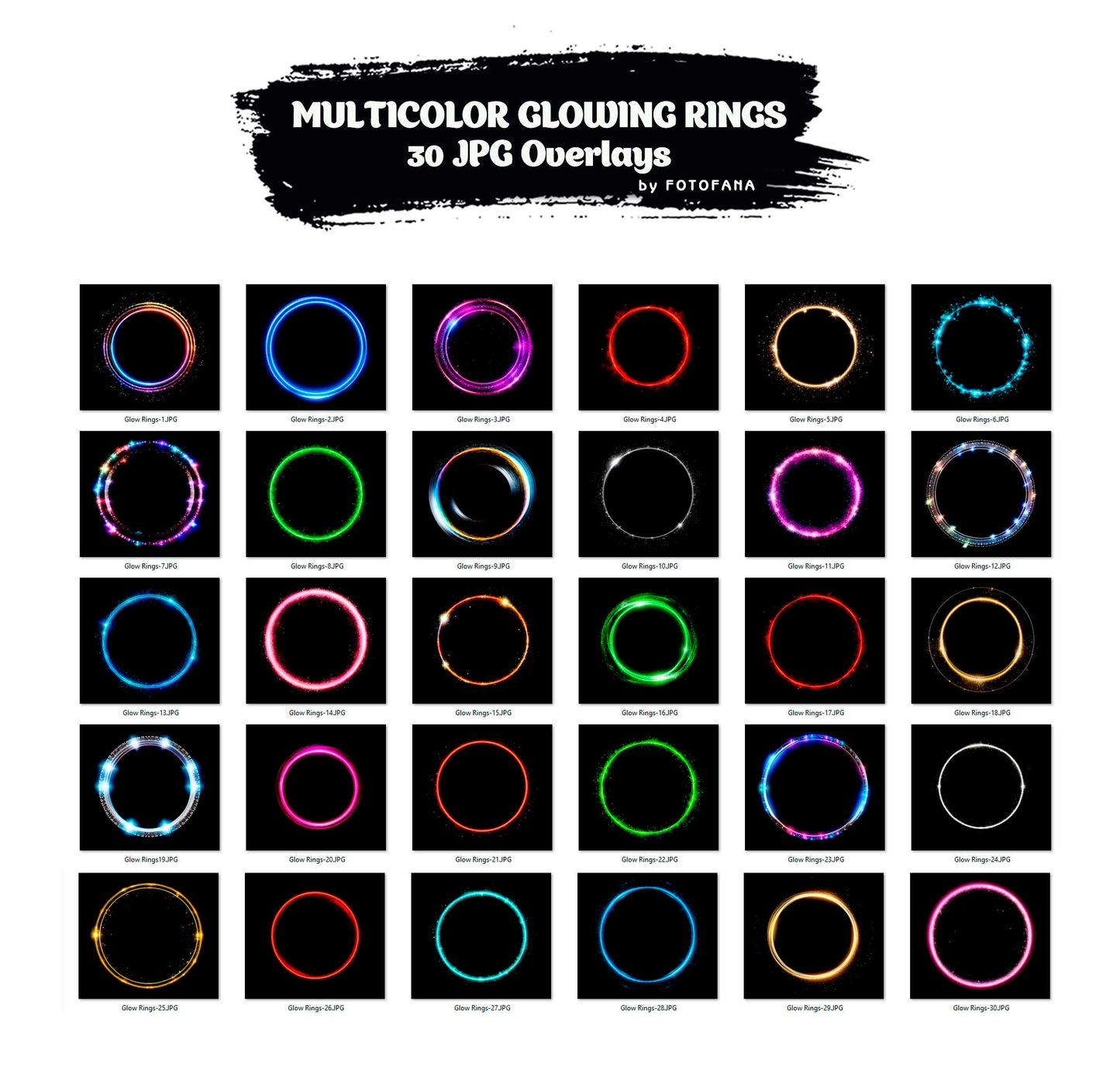 30 Multicolor Glowing rings Lights Overlays Maternity Rings Circle Overlays Maternity Light Ring Circles Shine Ring Light Maternity Backdrop