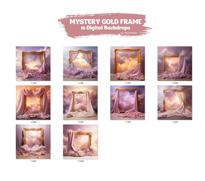 10 Mystery Gold Frame Digital Backdrops Maternity Overlays Overlays Silk Fabric Studio Overlays Fine Art Textures Photoshop Pink Backgrounds