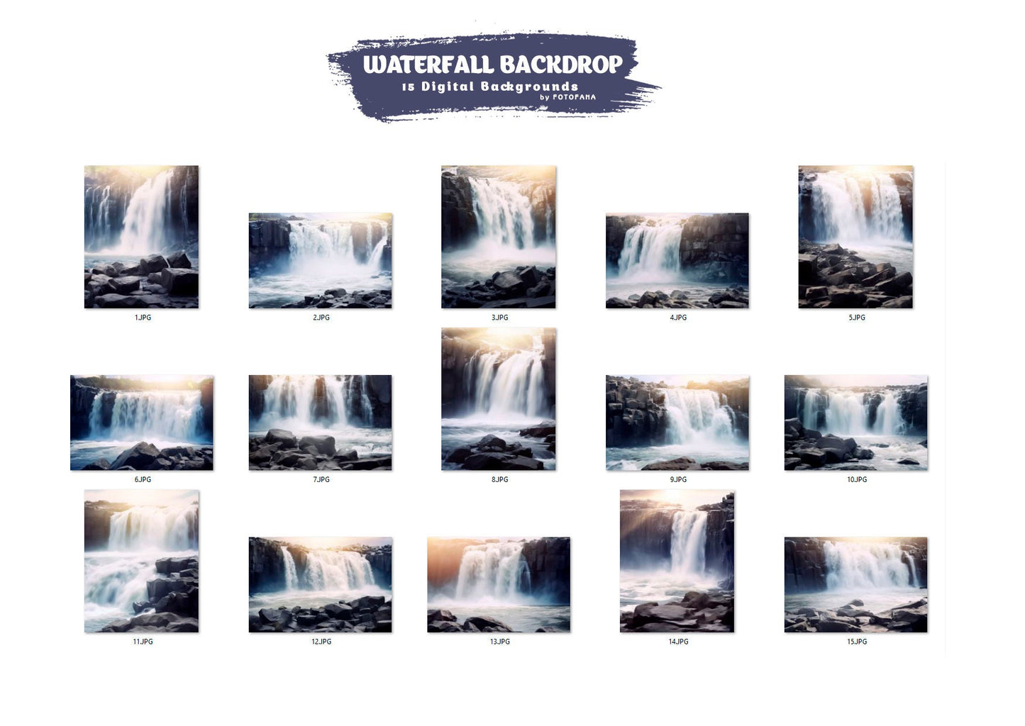 15 Waterfall Backdrops Digital Maternity Overlays Maternity Backgrounds Wedding Studio Backdrops Fine Art Textures Portrait Photoshop