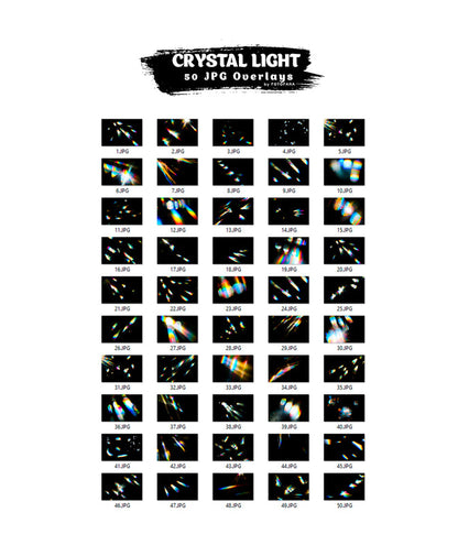 Collection of crystal light JPG overlays with 'Crystal Light' branding.