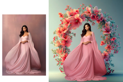 18 Floral Wreath Digital Backdrops Maternity Floral Hoop Digital Backdrop Overlay Floral Ring Halo Maternity Studio Digital Backdrops Photo