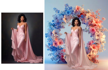 18 Floral Wreath Digital Backdrops Maternity Floral Hoop Digital Backdrop Overlay Floral Ring Halo Maternity Studio Digital Backdrops Photo