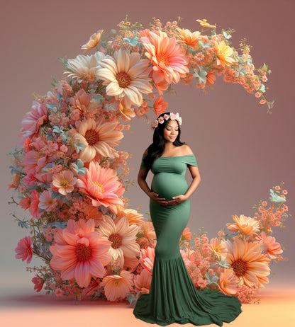 23 Floral Ring Digital Backdrops Maternity Floral Hoop Backdrop Overlay Maternity Digital Backdrops for Photoshop Floral Halo Moon Wreath