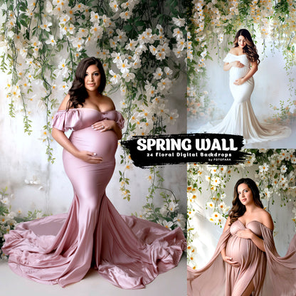 Floral Backgrounds Digital Backdrop Spring Overlay Maternity Backdrop Digital Floral Overlays Newborn Studio Backdrop For Photoshop Overlays