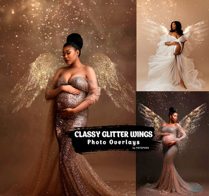Glitter Wings Overlays Photoshop – Shimmering Angel Wings for Maternity Photoshoots