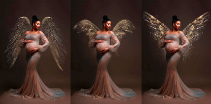 Glitter Wings Overlays Photoshop – Shimmering Angel Wings for Maternity Photoshoots