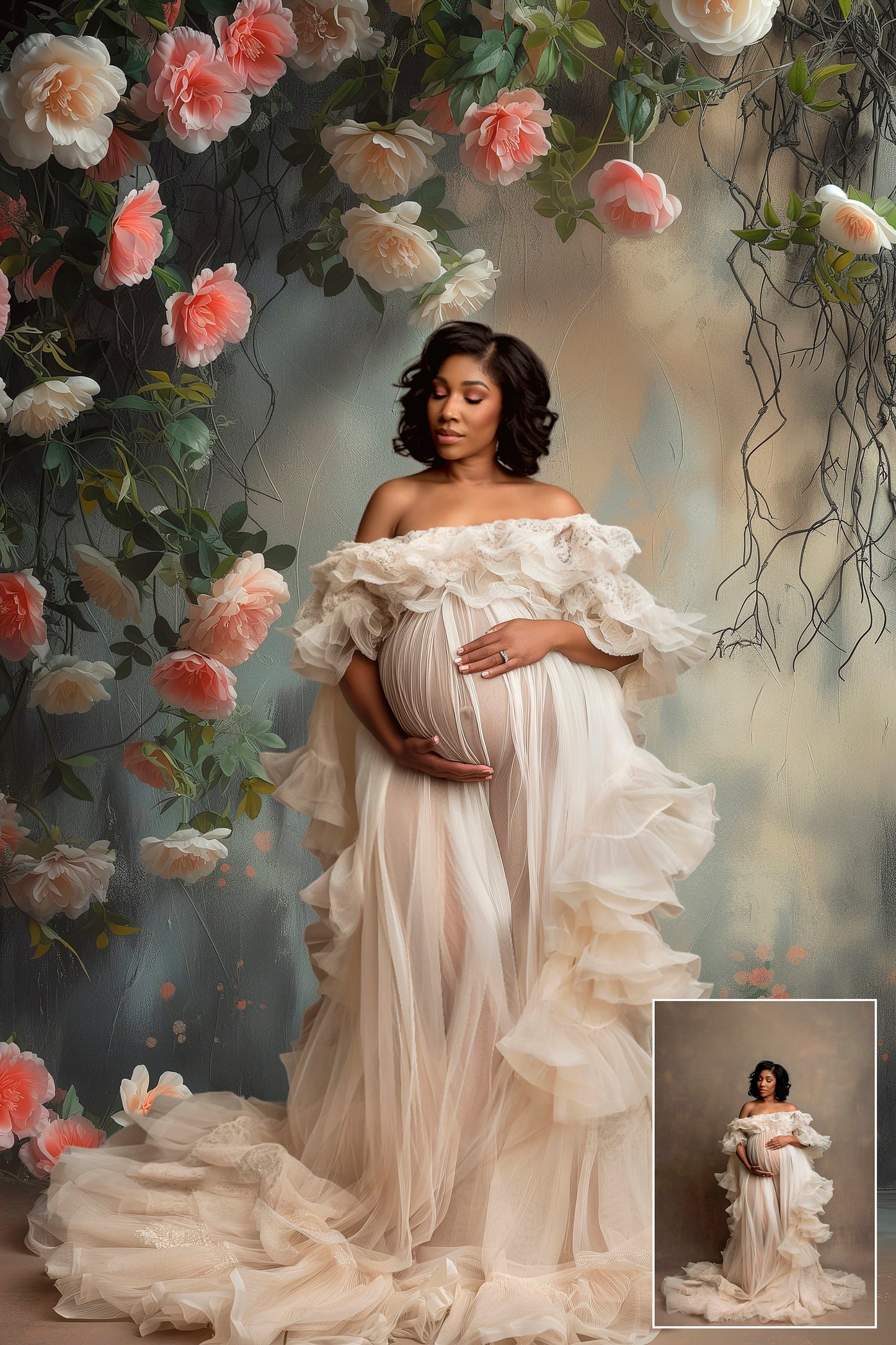 Floral Backdrops Maternity Digital Backdrop Overlay Maternity Floral Overlays Newborn Studio Backdrops for Photoshop Art Portrait Texture