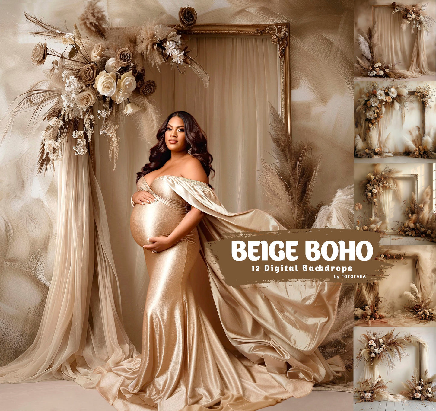 Beige Boho Maternity Digital Backdrops for Photoshop Light Maternity Portrait Backgrounds Boho Backdrops Studio Fine Art Testures Overlays