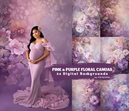 24 Pink Floral Digital Backdrops Maternity Overlays Maternity Digital Background Fine Art Textures Photoshop Overlays Flowers Backdrops