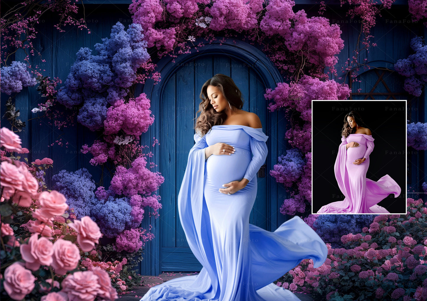 Floral Door Digital Backdrops Maternity Backdrop Overlays Spring Studio Backdrops Floral Overlays Fine Art Backgrounds Photoshop Overlays