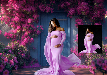 Floral Door Digital Backdrops Maternity Backdrop Overlays Spring Studio Backdrops Floral Overlays Fine Art Backgrounds Photoshop Overlays