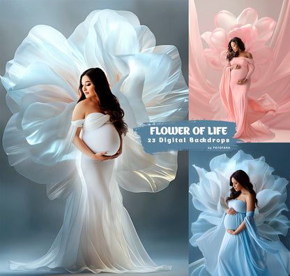 White flower shaped like gown – fine art Photoshop background