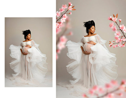 Floral Branch Backdrops Overlays Flower Branch Digital Overlays Maternity Backdrops Overlays Blurred Branch Overlay For Photoshop Composite