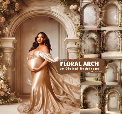 20 FLORAL ARCH Backdrops Digital Backdrop Overlay Maternity Backdrop  Digital Floral Overlays Newborn Studio Backdrop for Photoshop Overlays