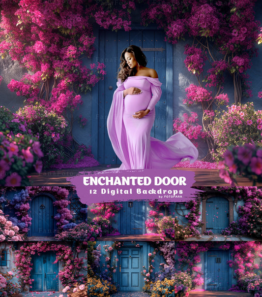 Floral Door Digital Backdrops Maternity Backdrop Overlays Spring Studio Backdrops Floral Overlays Fine Art Backgrounds Photoshop Overlays