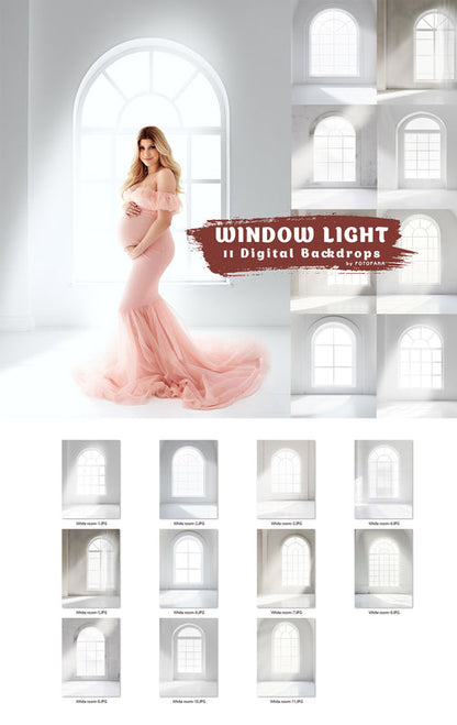 Window Light Digital Backdrops White Room Curtains Digital Background Studio Portrait Fine Art Wedding Digital Backdrops Window Maternity
