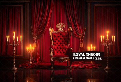 Royal Throne Chair Digital Backdrops Maternity Overlays Red Luxury Armchair Background Pet Backdrop Photoshop Backdrops Fine Art Portrait
