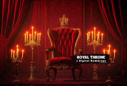 Royal Throne Chair Digital Backdrops Maternity Overlays Red Luxury Armchair Background Pet Backdrop Photoshop Backdrops Fine Art Portrait