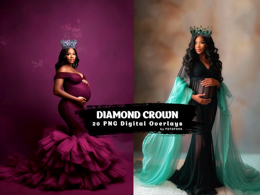20 Crown Overlays Diamond Crown Tiara Overlays Photoshop Transparent King Overlays Queen Crown Goddess Headpiece Celestial Maternity Overlay