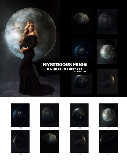 MYSTERIOUS MOON Backdrop Full Moon Overlay Digital Backgrounds For Photography Maternity overlay Photoshop Editing Maternity Backdrop Art