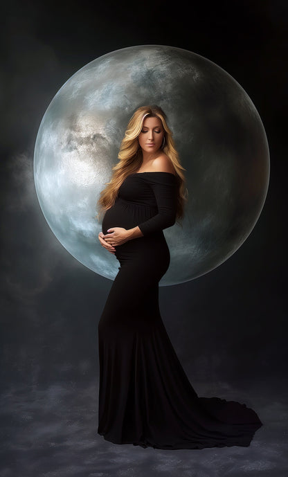 MYSTERIOUS MOON Backdrop Full Moon Overlay Digital Backgrounds For Photography Maternity overlay Photoshop Editing Maternity Backdrop Art