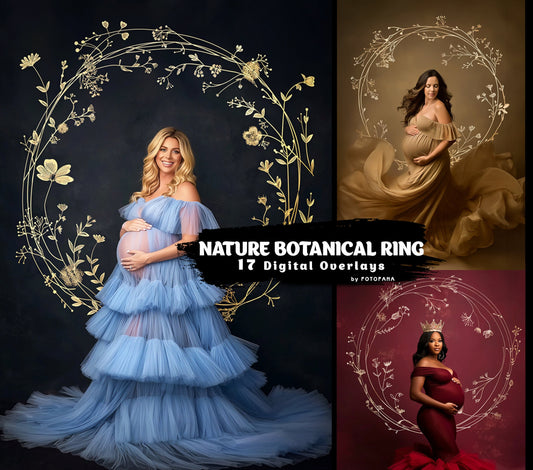 NATURE BOTANICAL RING Set Floral Maternity rings Overlays Gold Maternity Overlays Backdrops Halo Ring Circles Maternity Backgrounds Fine Art