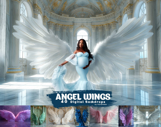 40 Angel Wings Digital Backgrounds Maternity Backdrop Overlays Studio Backdrops Photoshop Maternity Fine Art Textures Photoshop Art Overlays