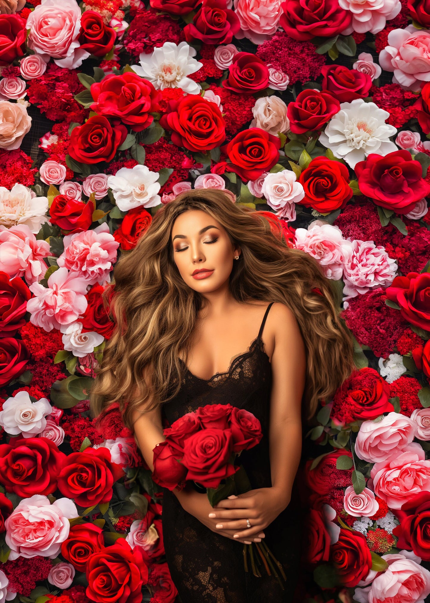 Bed of Roses Digital Backdrop Set Portait Flower Photography Composite Roses Backgrounds Maternity Backdrops Floral Overlay Studio Backdrops