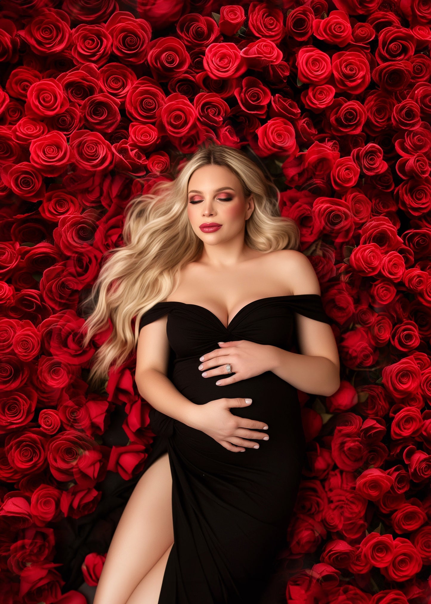 Bed of Roses Digital Backdrop Set Portait Flower Photography Composite Roses Backgrounds Maternity Backdrops Floral Overlay Studio Backdrops