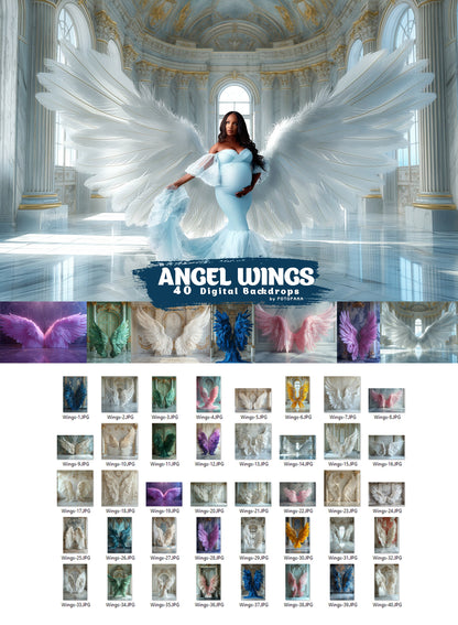 40 Angel Wings Digital Backgrounds Maternity Backdrop Overlays Studio Backdrops Photoshop Maternity Fine Art Textures Photoshop Art Overlays