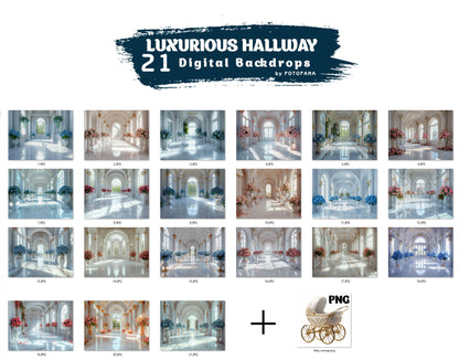 LUXURIOS HALLWAY Digital Backdrops Floral Maternity Backdrop Digital Studio Backdrop for Photoshop Overlays Art Floral Backdrops Newborn