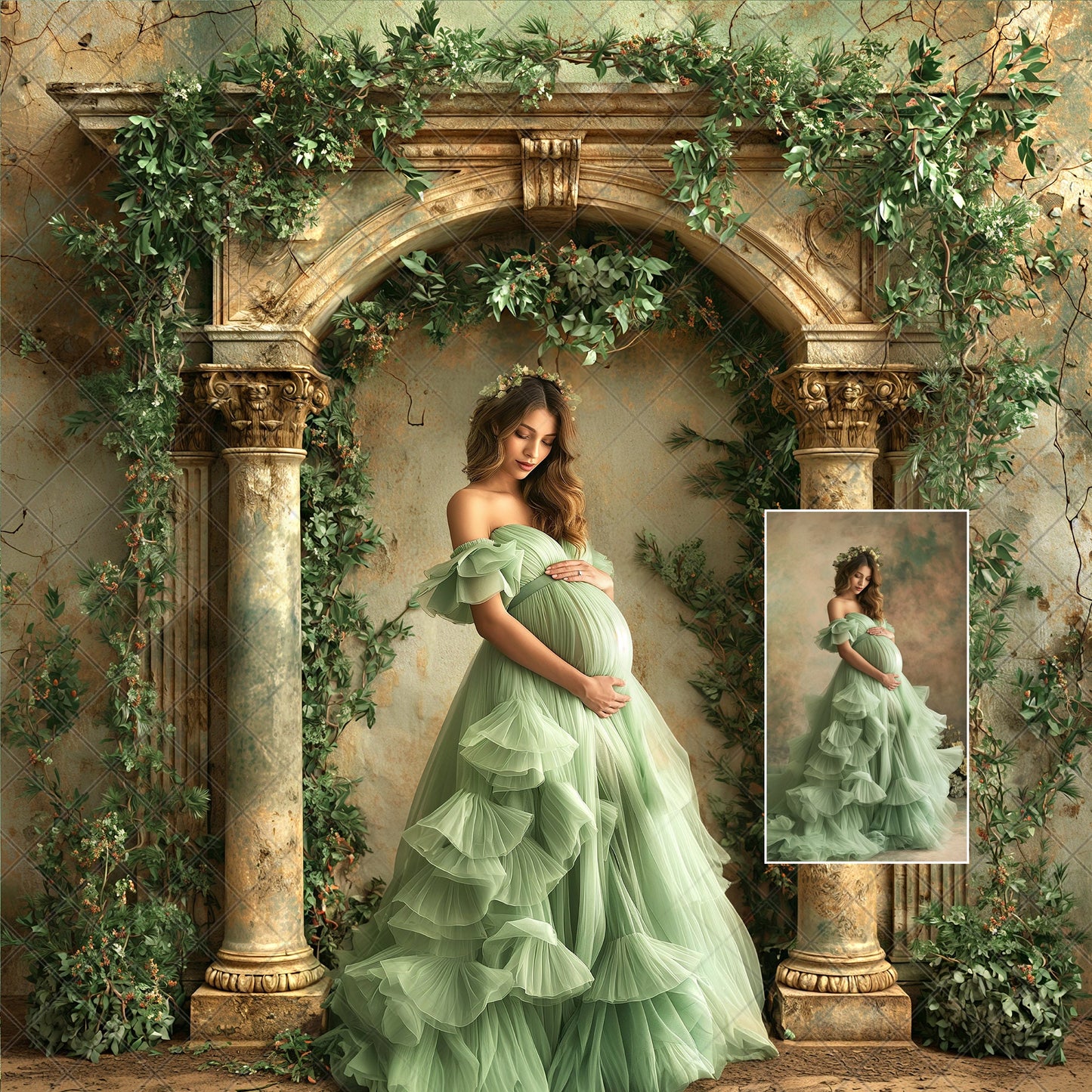 SAGE ARCH Digital Backdrops Maternity Overlays Backgrounds Floral Overlays Newborn Studio Backdrop for Photoshop Overlays Photoshop Fine Art