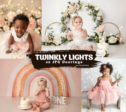 Twinkle Light Overlays Realistic Twinkle Light Overlays Backdrops Cake Smash Light Overlays Fairy Kids Backdrops Children Newborn Backdrop