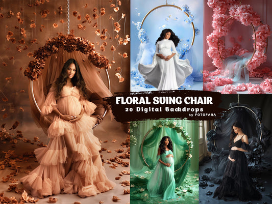 FLORAL SWING CHAIR Backdrops Digital Backdrops Overlay Maternity Backdrop Floral Overlays Fine Art Studio Backdrop Overlays Texture Floral