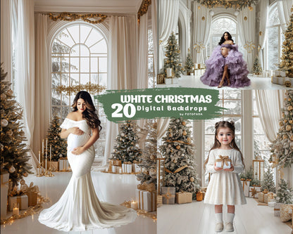 White Christmas Digital Backdrops Maternity Backdrop Overlays Studio Backdrop Christmas Backgrounds Cozy Christmas Backdrops Textures Art