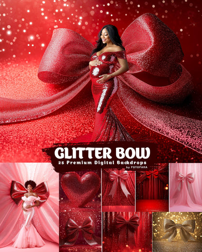 Sparkly Bows Digital Backdrops Maternity Backdrops Christmas Ribbon Digital Backgrounds Big Bow Studio Backgrounds Wedding Ribbon Backdrops