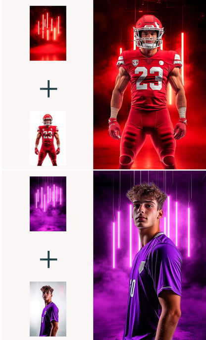 120 Sports Neon Light Backdrops, Field Light Effects for Softball, Stadium Neon Backdrop, Baseball, Sport Fog Overlays Football and Hockey