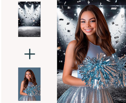 125 Cheer and Dance Digital Backdrops Cheerleader Senior Poster School Glitter Background for Sport Photography Sports Backdrop Cheer Design