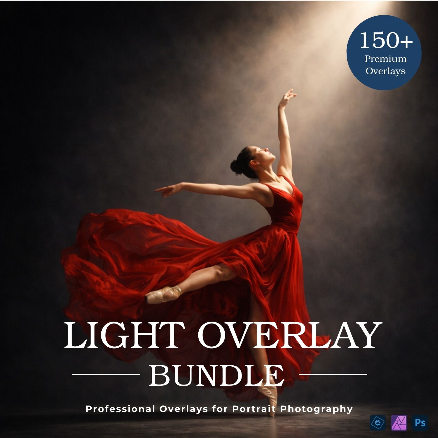 Light overlay bundle for portrait photo editing with non-destructive workflow