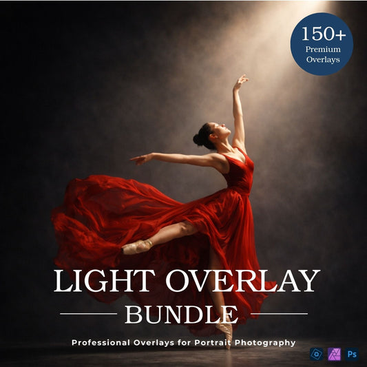 Light overlay bundle for portrait photo editing with non-destructive workflow